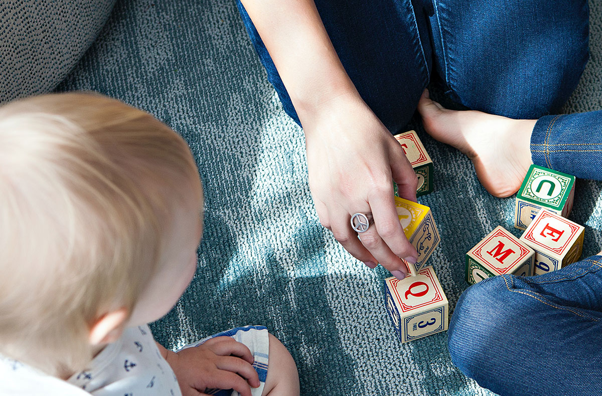 Children playing with blocks